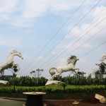 Random mansion's horse statues on the side of the road