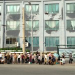 North Koreans waiting for the bus