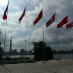 Pyongyang Flags and Juche Tower