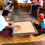 Boat drivers playing a flicking game