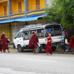 Monks on the road in Mandalay