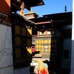 Paro Dzong Monks in Courtyard Bhutan