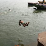 Belly flop dive into the Ganges