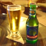 Enjoying the local Wadadli Beer
