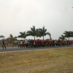 Soldiers training alongside the airport road