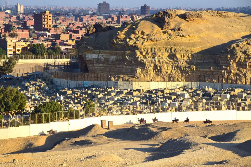 Tombs on the edge of the Pyramids and the city beyond. 